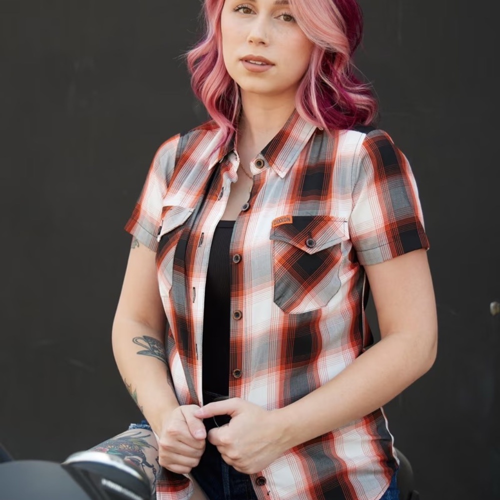 DIXXON Flannel Company Women's Throttle Bamboo Short Sleeve Shirt Top HD Plaid